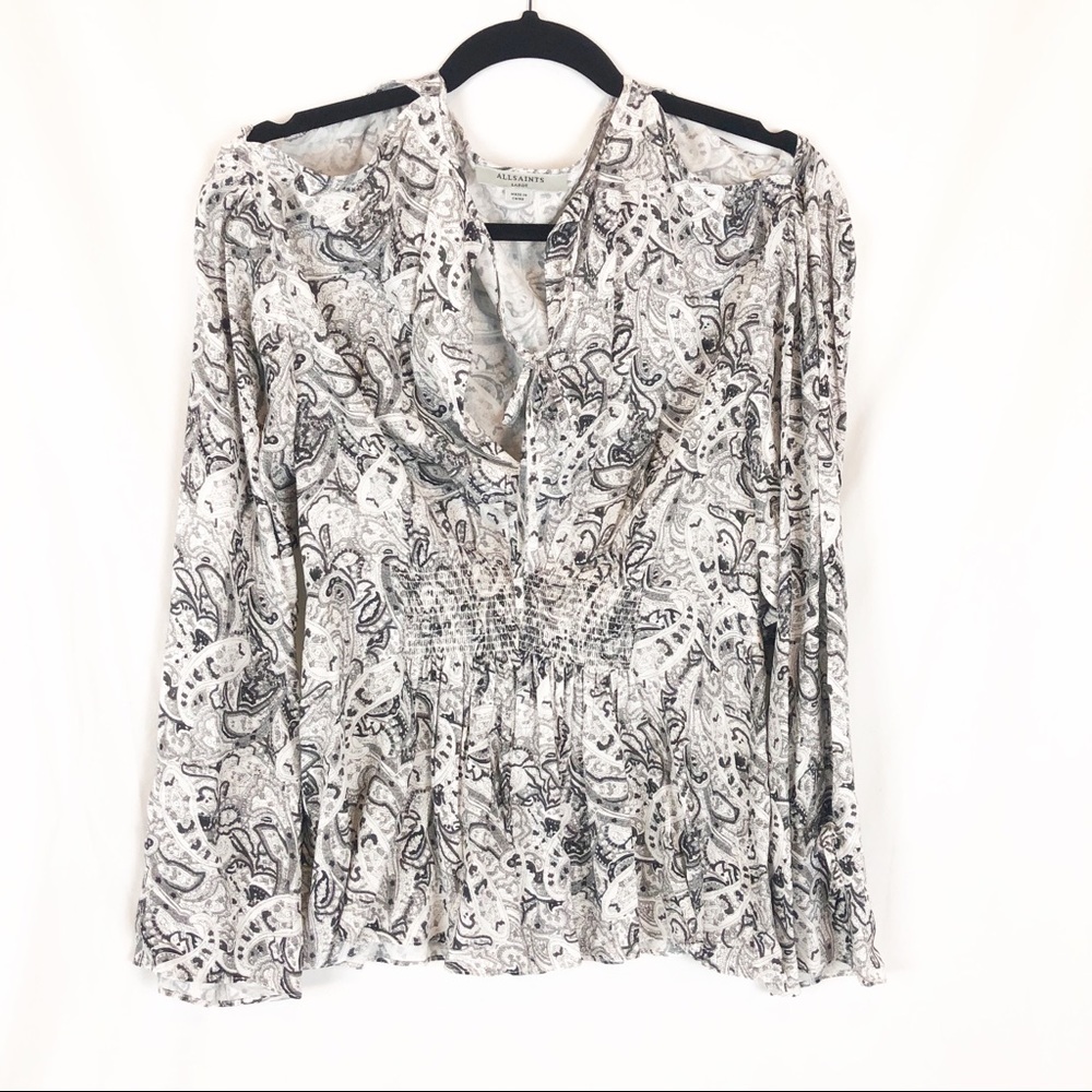 All Saints Lavete Cold Shoulder Lrg Paisley Tunic